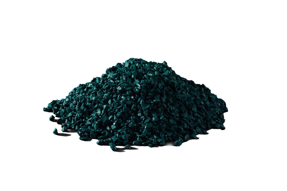 Резиновая крошка SBR сине-зеленая RAL 6004 фото