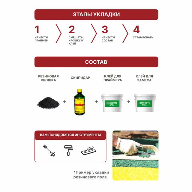 Изображение №3 для Набор для самостоятельной укладки из резиновой крошки на 10 м2 при толщине 10-12 мм
